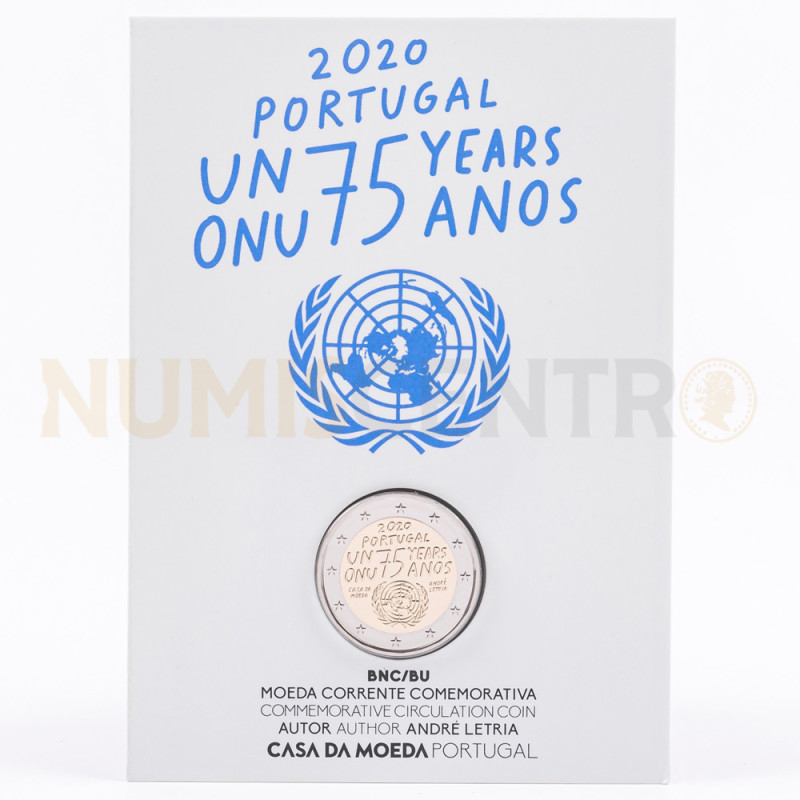 Moeda 2 Euro 75 anos da ONU Portugal 2020 BNC