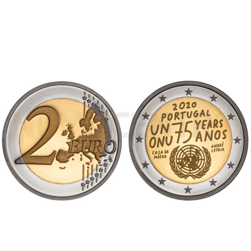 Moeda 2 Euro 75 anos da ONU Portugal 2020 Proof