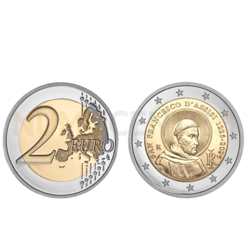 Moeda 2 Euros 800 Anos da Morte de Sâo Francisco de Assis Itália 2026