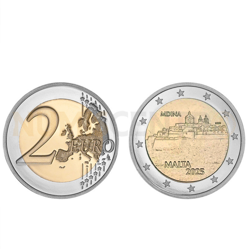 Moeda 2 Euros Mdina Malta 2025 UNC (Moeda Retirada de Rolo)