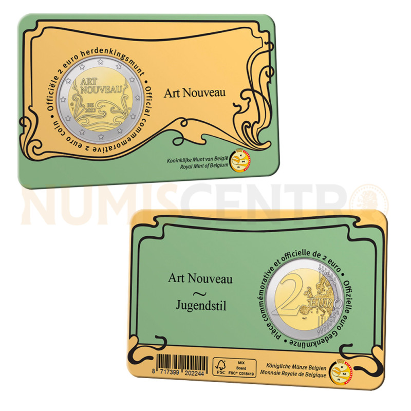 Moeda 2 Euro Arte Nova Bélgica 2023 (Coincard)