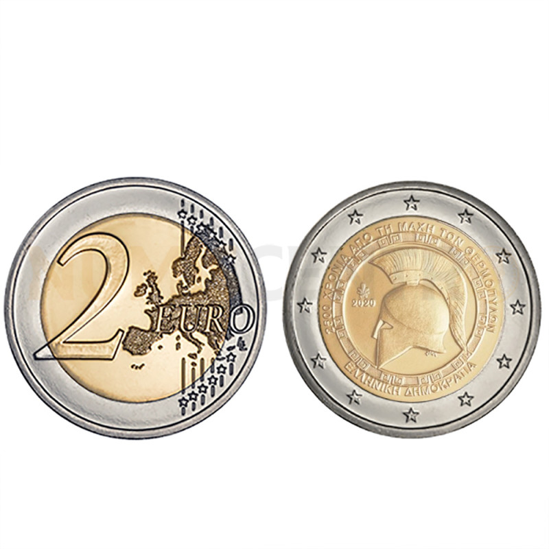 Moeda 2 Euros Batalha de Thermopylae Grécia 2020