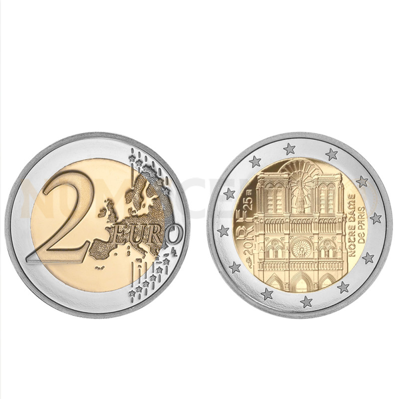 Moeda 2 Euros Catedral de Notre Dame França 2025