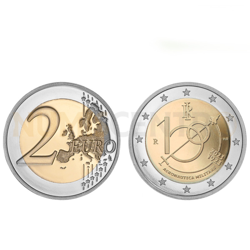 Moeda 2 Euros Centenário Aeronáutica Militar Itália 2023