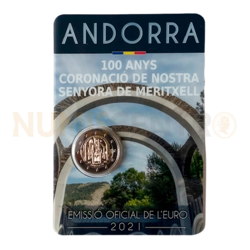 Moeda 2 Euros Centenário Coroação da Nossa Senhora Meritxel Andorra 2021