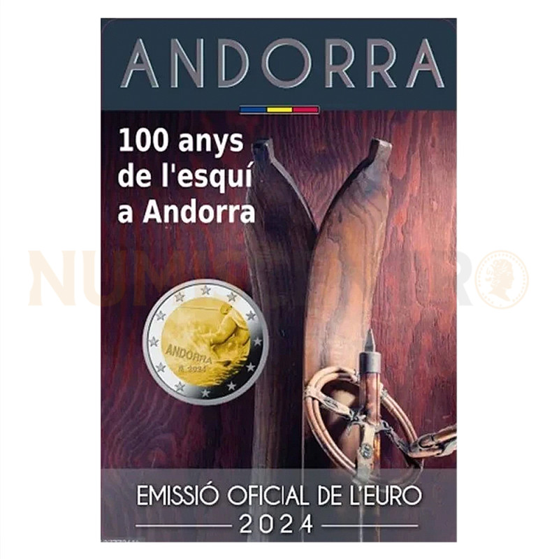 Moeda 2 Euros Centenário Esqui em Andorra 2024