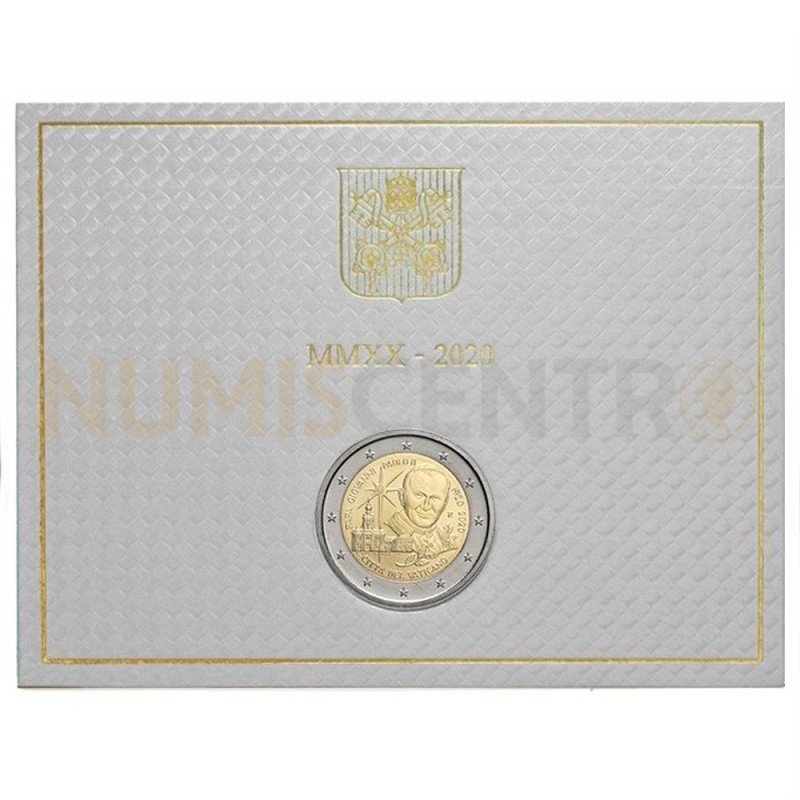 Moeda 2 Euros Centenário Nascimento João Paulo II Vaticano 2020