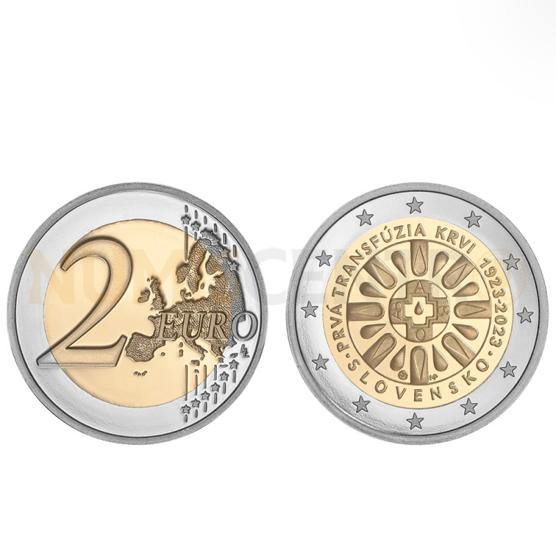 Moeda 2 Euro Centenário 1ª Transfusão Sangue Eslováquia 2023