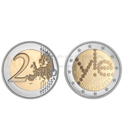 Moeda 2 Euro Centenário de Radiodifusão Finlandesa Finlandia 2026 Moeda UNC Retirada de Rolo
