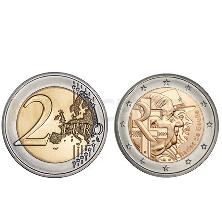 Moeda 2 Euro Charles de Gaule França 2020