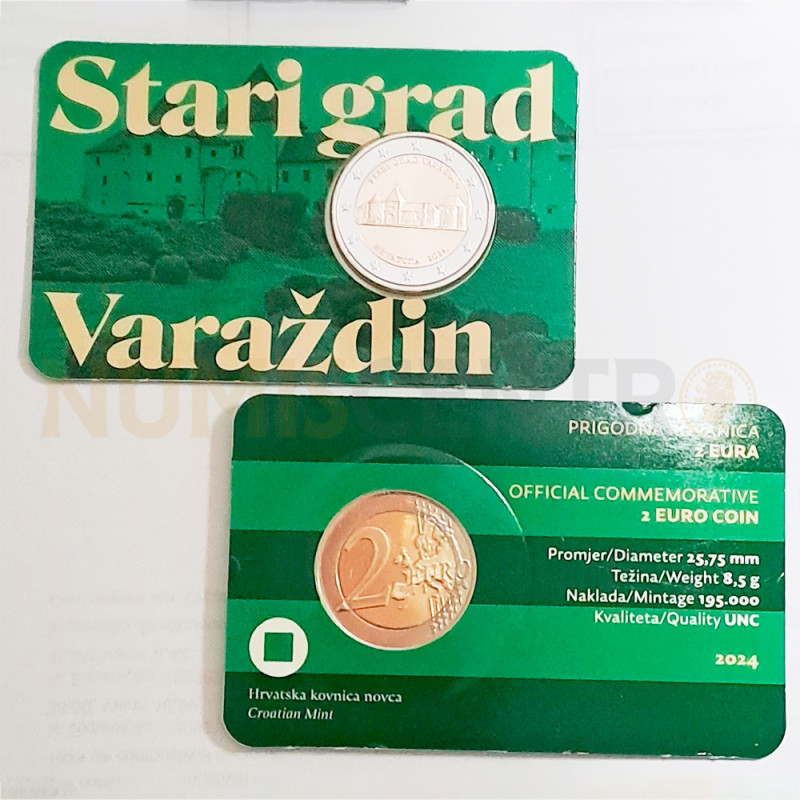 Moeda 2 Euro Cidade de Varazdin Croácia 2024 Coincard