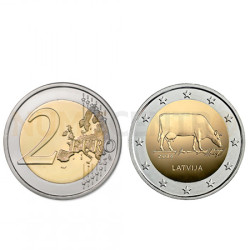 Moeda 2 Euros Letónia 2016 Criação Gado Leiteiro