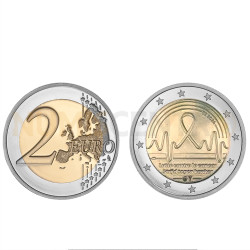 Moeda 2 Euro Luta Contra o Cancro Bélgica 2024 (UNC retirada de Rolo)