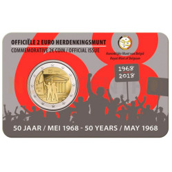 Moeda 2 Euro 50 Anos Maio de 1968-Revolta dos Estudantes Bélgica 2018 (Coincard)