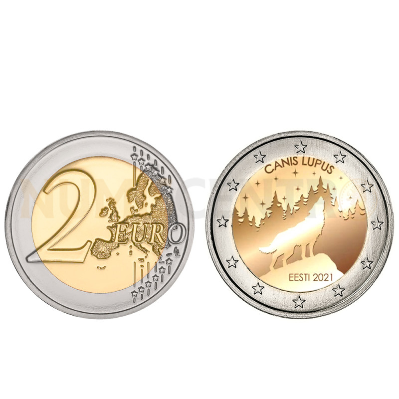 Moeda 2 Euro O Lobo Animal Nacional Estónia 2021