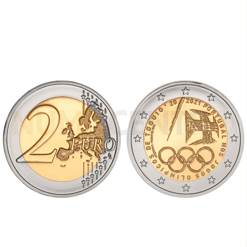 Moeda 2 Euros Portugal nos jogos Olímpicos de Tóquio Portugal 2021 BNC