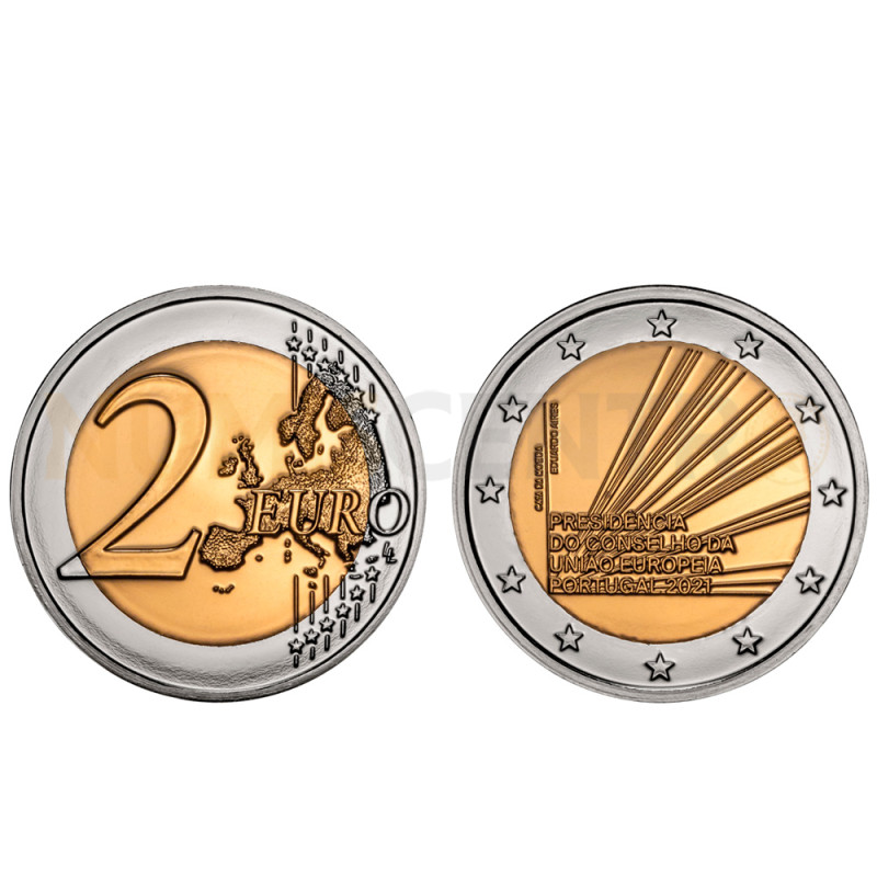 Moeda 2 Euros Presidência Portuguesa da União Europeia Portugal 2021 BNC