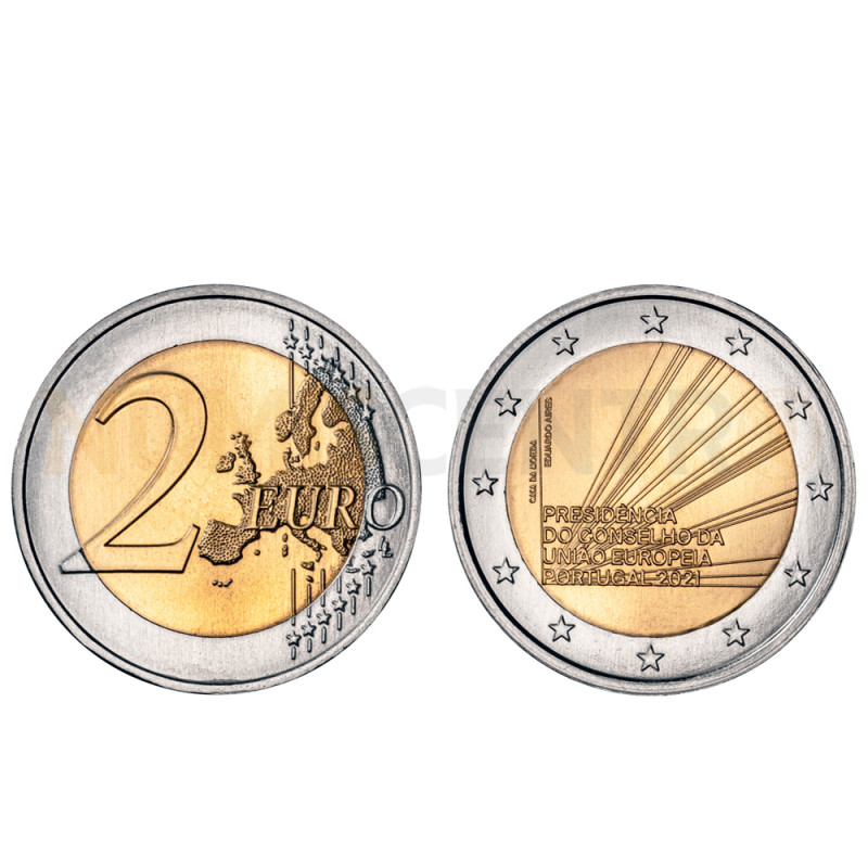 Moeda 2 Euros Presidência Portuguesa da União Europeia Portugal 2021 normal