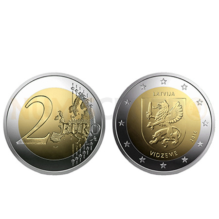 Moeda 2 Euros Região de vidzeme Letónia 2016