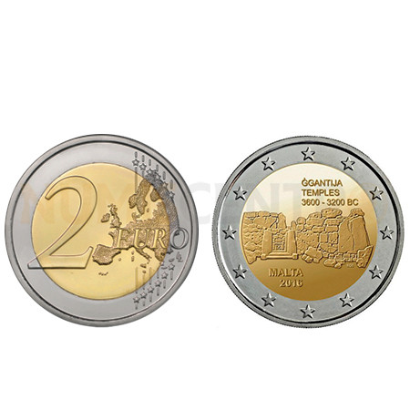 Moeda 2 Euro Sítios Pré-Históricos de Ggantija Malta 2016