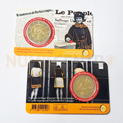 Moeda 2 Euro 75 Anos do Sufrágio Feminino Bélgica 2023 (Coincard)