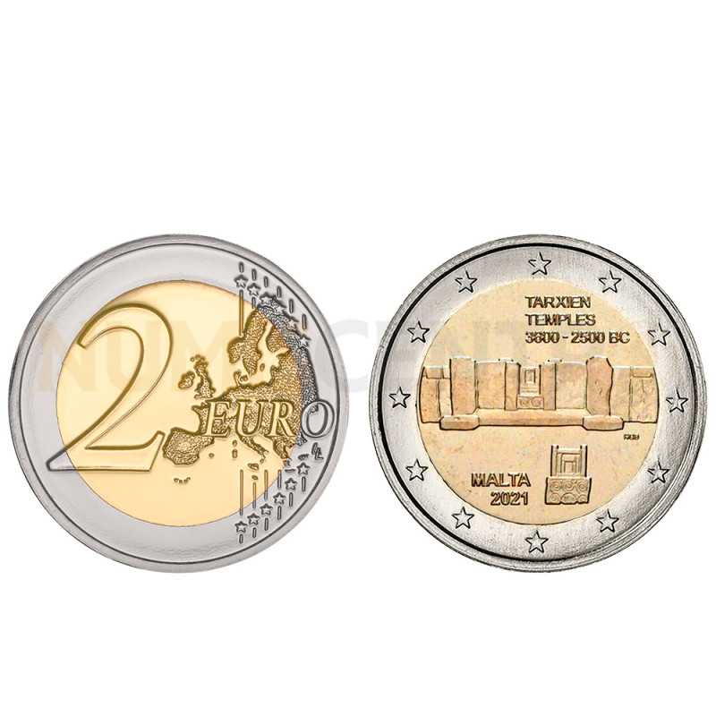 Moeda 2 Euros Templos Megalíticos Tarxien Malta 2021