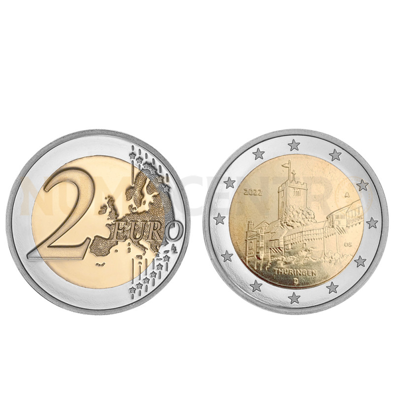 Moeda 2 Euro Thuringenn Alemanha 2022 F
