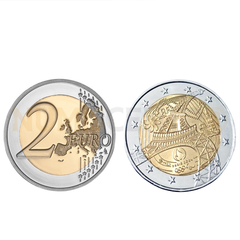 Moeda 2 Euros Tocha Olímpica 2024 França 2024