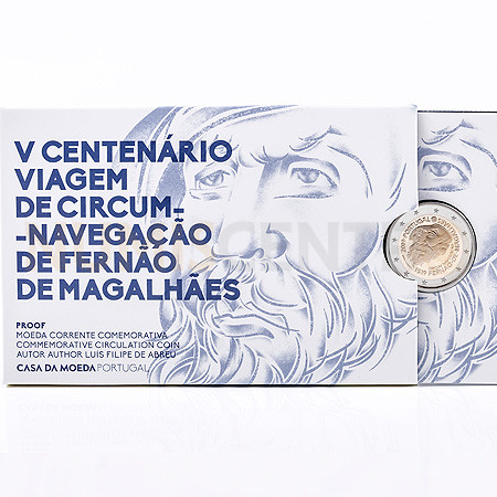 Moeda 2 Euro viagem de Circum Navegação Fernão de Magalhães Proof Portugal 2019