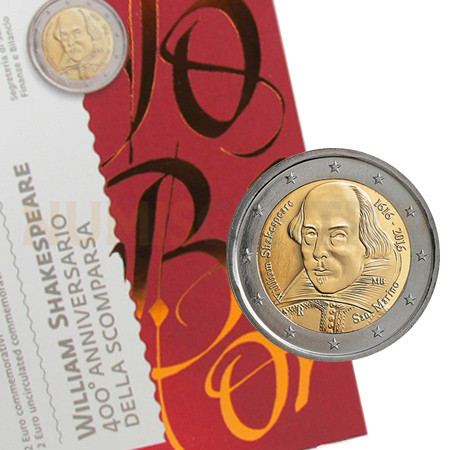 Moeda 2 Euro San Marino 2016 William Shakespeare