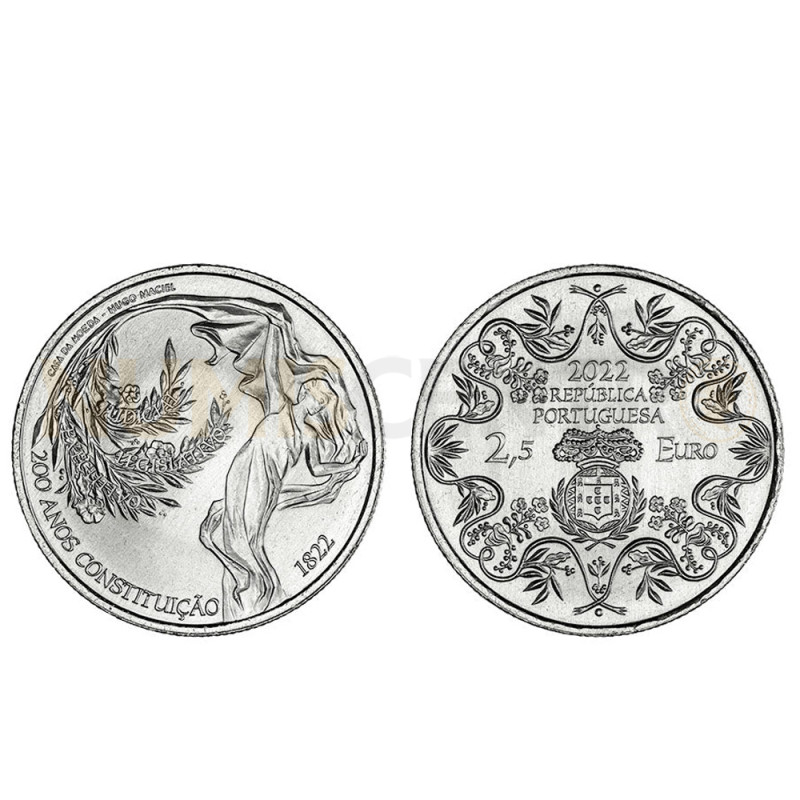 Moeda 2,5€ 200 Anos da constituição Portugal 2022 Cuproníquel