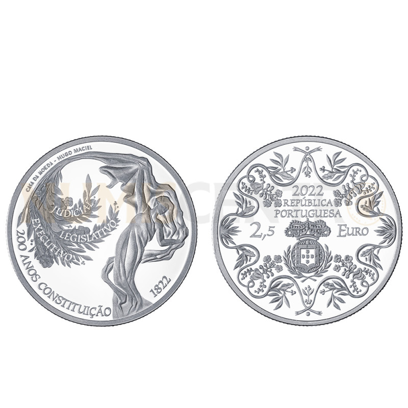 Moeda 2,5€ 200 Anos da constituição Portugal 2022 Prata Proof