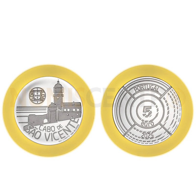 Moeda 5€ Cabo de São Vicente Portugal 2025 Prata Proof