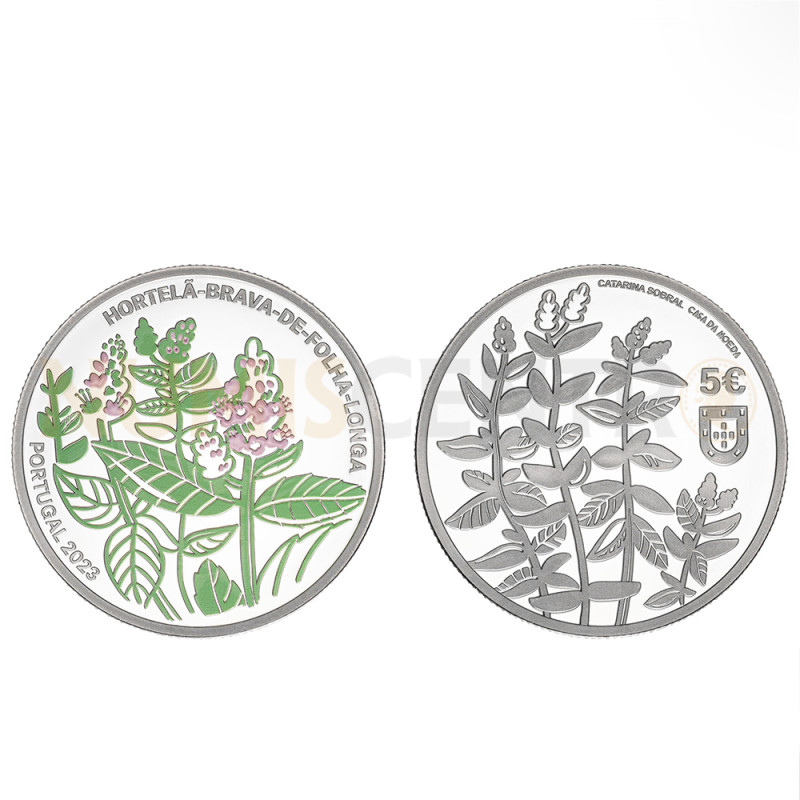 Moeda 5€ Hortelâ-Brava-de-Folha-Longa Prata Proof Portugal 2023