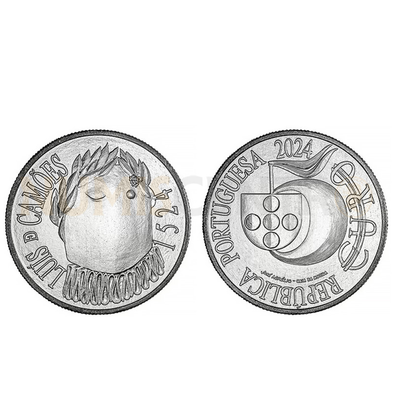 Moeda 5 Euros Luís Camões Portugal 2024 Cuproníquel