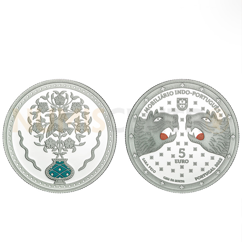Moeda 5€ Mobiliário Indo-Português Portugal 2023 Prata Proof