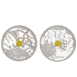 Moeda 5€ O Clima Portugal 2022 Prata Proof embalagem amarela