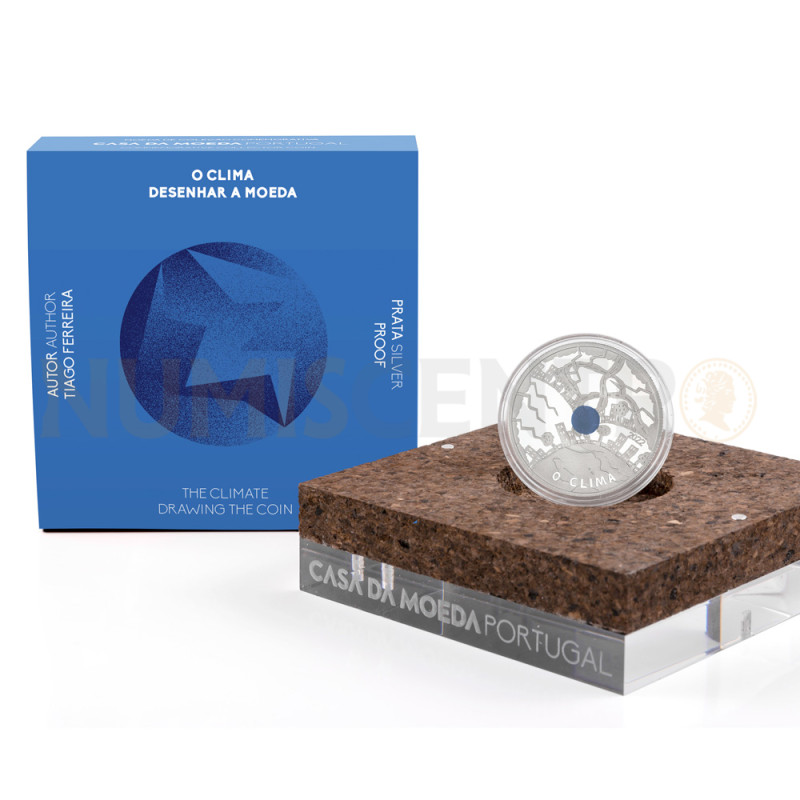 Moeda 5€ O Clima Portugal 2022 Prata Proof embalagem azul