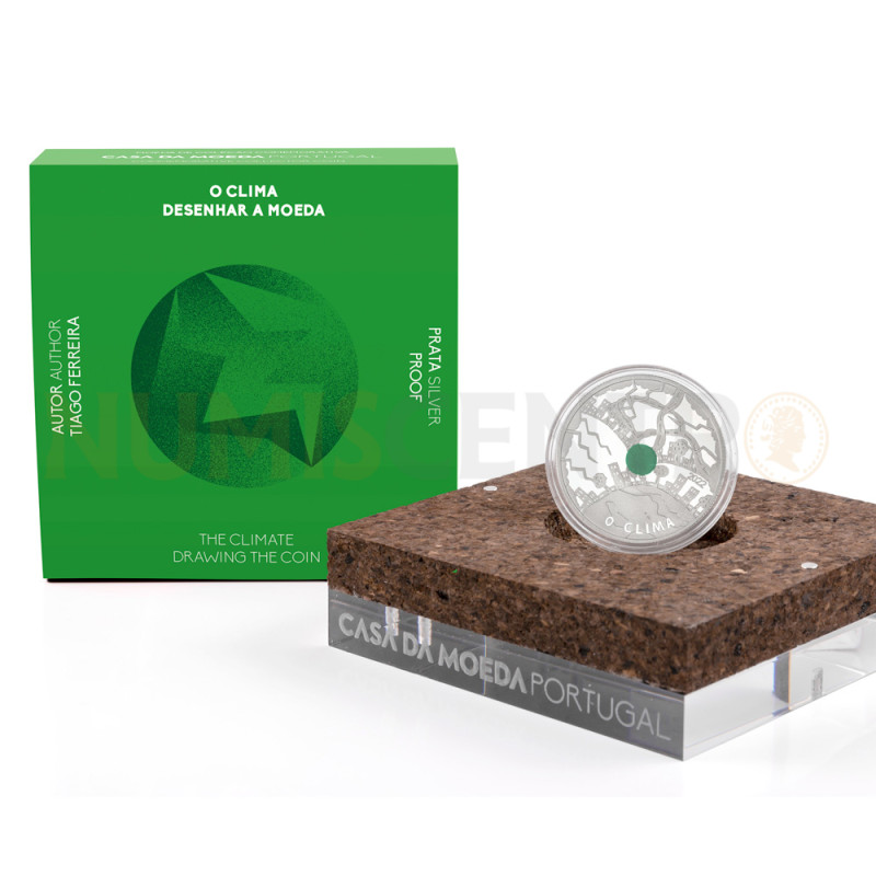 Moeda 5€ O Clima Portugal 2022 Prata Proof embalagem verde