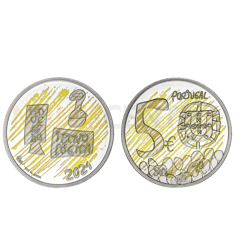 Moeda 5 Euros O Conhecimento Portugal 2024 Prata Proof