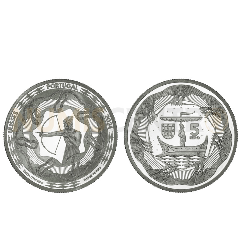 Moeda 5 Euros Ulisses Astucia e Persistência Portugal 2024 Prata Proof