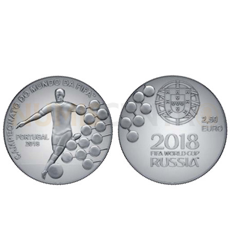 Moeda 2,5€ Campeonato do Mundo Fifa Russia 2018 Portugal Cuproniquel
