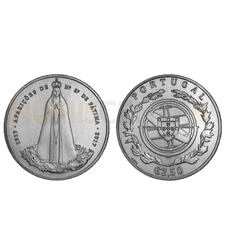 Moeda 2,5€ Comemorativa 100 Anos das Aparições de Fátima 2017 Cuproniquel