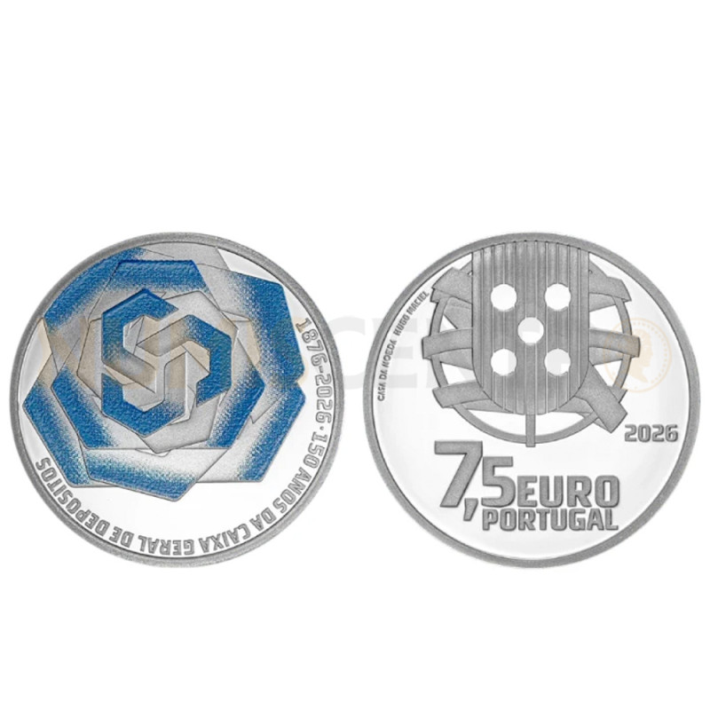 Moeda Comemorativa 7,50€ 150 Anos da Caixa Geral de Depósitos Portugal 2026 Prata Proof