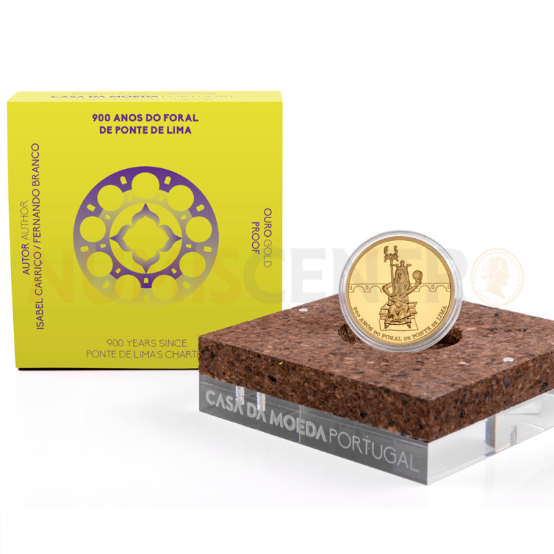 Moeda 7,5 Euros 900 Anos Foral Ponte de Lima Portugal 2025 Ouro Proof