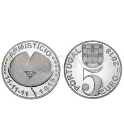 Moeda 5€ Centenário do Armistício Portugal 2018 Prata Proof