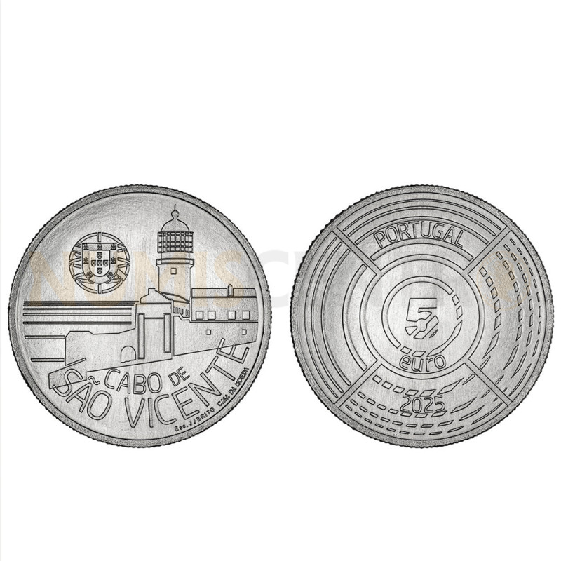 Moeda 5€ Cabo de São Vicente Portugal 2025 Cuproníquel