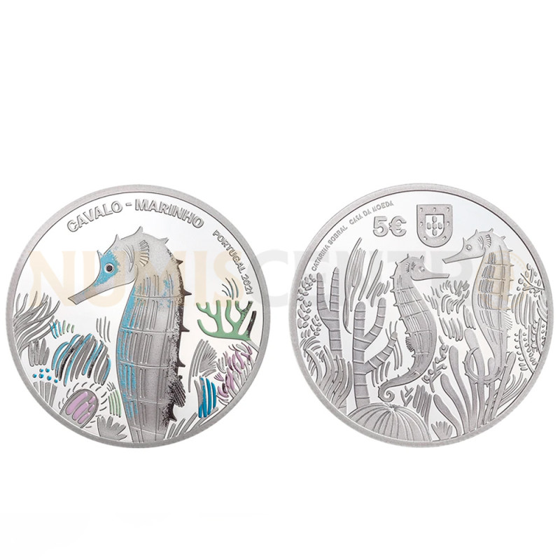 Moeda 5€ Cavalo-Marinho Portugal 2021 Prata Proof