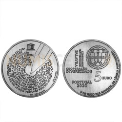 Moeda 5€ Comemorativa Dia Mundial Língua Portuguesa Cuproníquel Portugal 2020