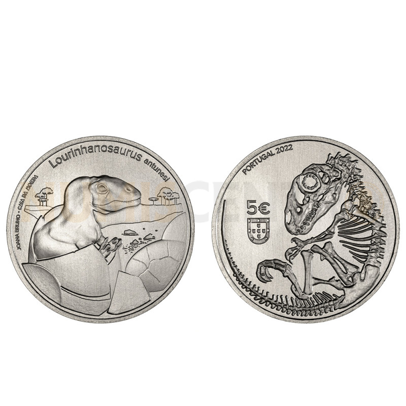 Moeda 5€ Dinossauros de Portugal Lourinhanosauros Antunesi Portugal 2022 Cuproníquel